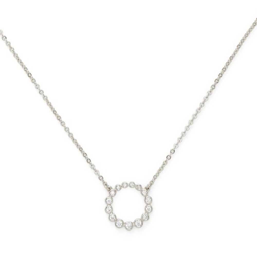 Sophie Harper Silver Crystal Open Circle Silver Pendant Necklace